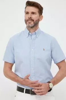 Хлопчатобумажную рубашку Polo Ralph Lauren, синий