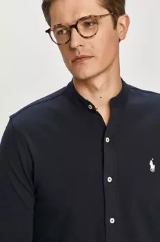 Хлопчатобумажную рубашку Polo Ralph Lauren, темно-синий