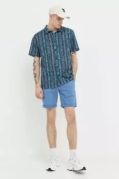 Хлопчатобумажную рубашку Quiksilver, темно-синий