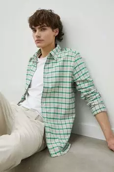 Хлопчатобумажную рубашку Samsoe Samsoe, зеленый