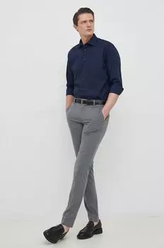 Хлопчатобумажную рубашку Seidensticker, темно-синий