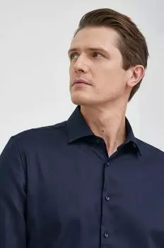 Хлопчатобумажную рубашку Seidensticker, темно-синий