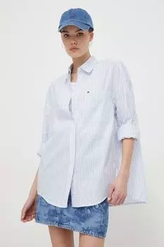 Хлопчатобумажную рубашку Tommy Jeans, синий