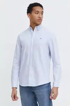 Хлопчатобумажную рубашку Tommy Jeans, синий