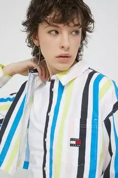 Хлопчатобумажную рубашку Tommy Jeans, желтый