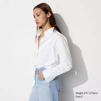Хлопчатобумажная рубашка UNIQLO, белый