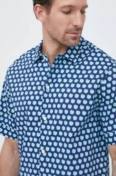 Хлопчатобумажную рубашку United Colors of Benetton, синий