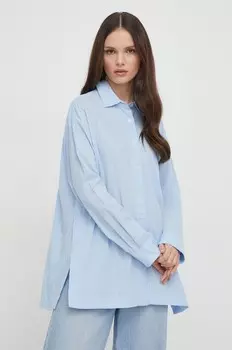 Хлопчатобумажную рубашку United Colors of Benetton, синий