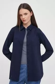 Хлопчатобумажную рубашку United Colors of Benetton, темно-синий