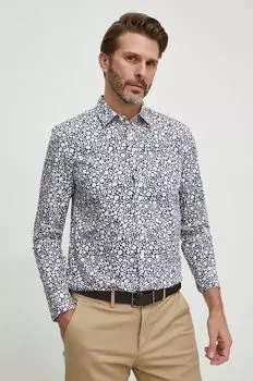 Хлопчатобумажную рубашку United Colors of Benetton, темно-синий