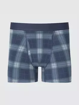 Хлопчатобумажные боксерские трусы обычной посадки с принтом Uniqlo, синий