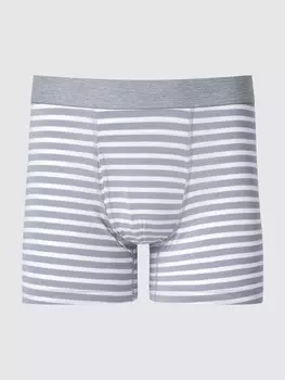 Хлопчатобумажные боксерские трусы в полоску Uniqlo, серый