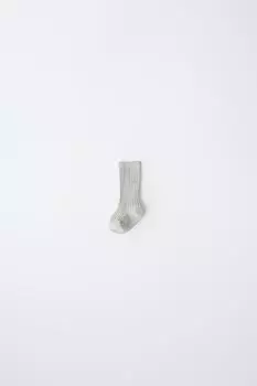Хлопчатобумажные и шелковые носки в рубчик ZARA, цвет Greenish