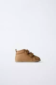 Хлопчатобумажные кроссовки с высоким берцем для босиком ZARA, цвет Sand Brown