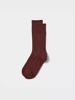 Хлопчатобумажные носки supima широкие в рубчик Uniqlo, бордовый