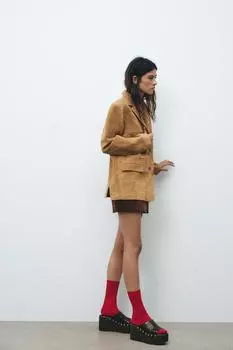 Хлопчатобумажные носки в рубчик ZARA, красный