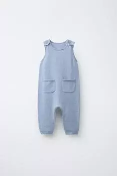 Хлопчатобумажные трикотажные комбинезоны из шелка ZARA, цвет Blue marl