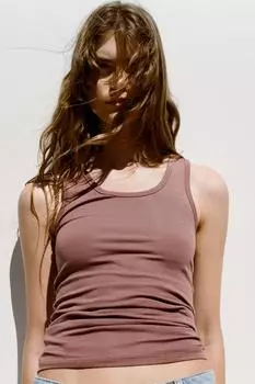 Хлопчатобумажный модальный жилет-топ ZARA, цвет Beige-pink
