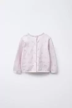 Хлопчатобумажный жакет-свитер с шелковым сердечком 2-в-1 ZARA, цвет Pink marl
