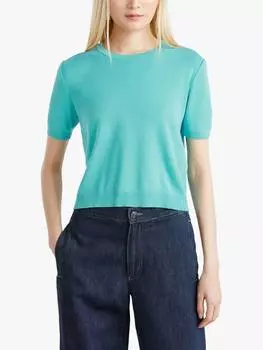 Хлопка вязаный топ Benetton, цвет Teal Green