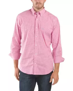 Хлопковая эластичная рубашка в мелкую клетку Mini Tailorbyrd, розовый