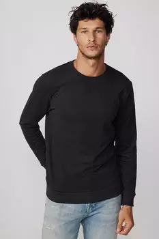 Хлопковая базовая толстовка унисекс с круглым вырезом антрацитового цвета TUDORS