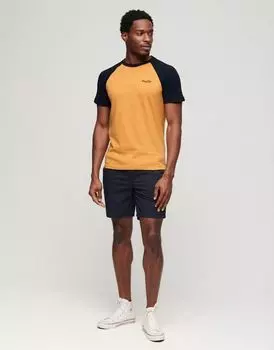 Хлопковая бейсбольная футболка с логотипом Superdry Essential цвета охры/темно-синего затмения