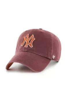 Хлопковая бейсболка 47 бренда MLB New York Yankees 47 Brand, коричневый