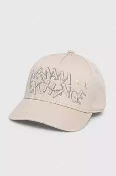 Хлопковая бейсболка Armani Exchange, бежевый
