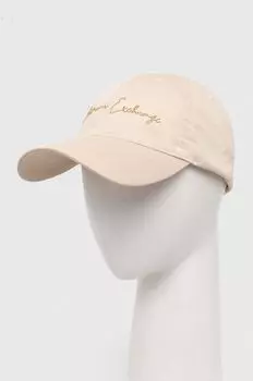 Хлопковая бейсболка Armani Exchange, бежевый