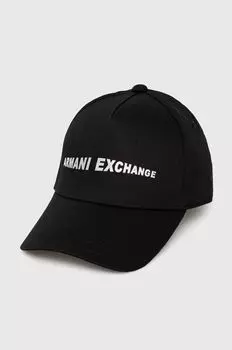 Хлопковая бейсболка Armani Exchange, черный