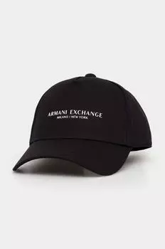 Хлопковая бейсболка Armani Exchange, черный