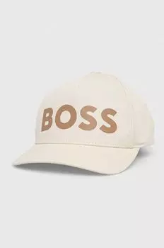 Хлопковая бейсболка Boss, бежевый