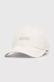 Хлопковая бейсболка Boss, бежевый