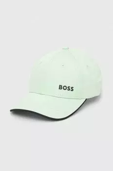Хлопковая бейсболка Boss Green, зеленый