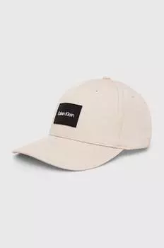 Хлопковая бейсболка Calvin Klein, бежевый