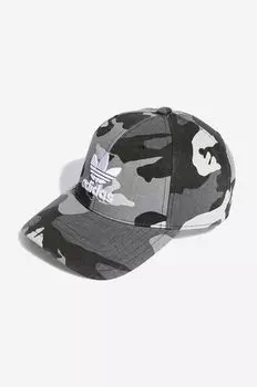 Хлопковая бейсболка Camo Baseball Cap adidas Originals, серый