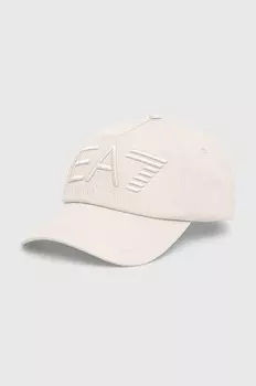 Хлопковая бейсболка EA7 Emporio Armani, бежевый