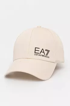 Хлопковая бейсболка EA7 Emporio Armani, бежевый
