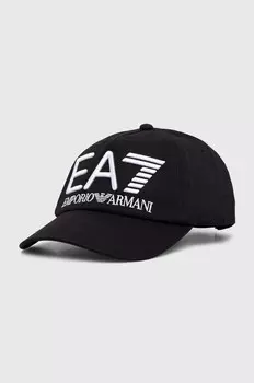 Хлопковая бейсболка EA7 Emporio Armani, черный
