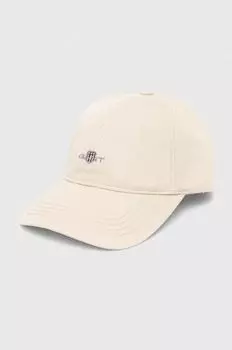 Хлопковая бейсболка Gant, бежевый