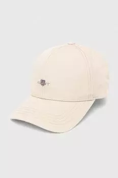 Хлопковая бейсболка Gant, бежевый