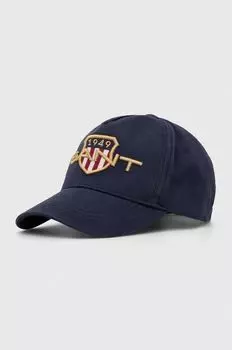 Хлопковая бейсболка Gant, темно-синий