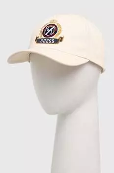 Хлопковая бейсболка Guess, бежевый