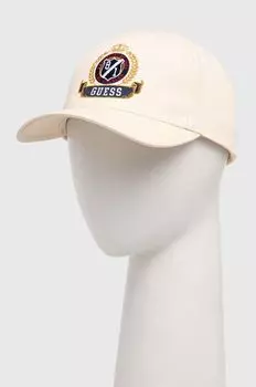 Хлопковая бейсболка Guess, бежевый