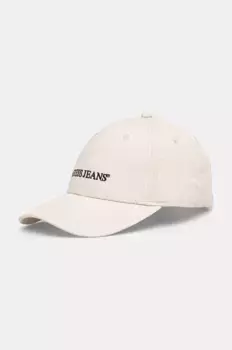 Хлопковая бейсболка Guess Jeans, бежевый