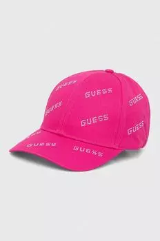Хлопковая бейсболка Guess, розовый