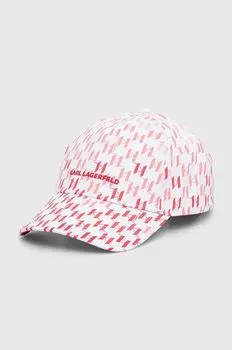 Хлопковая бейсболка Karl Lagerfeld, розовый