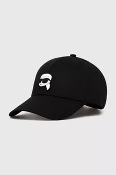Хлопковая бейсболка Карла Лагерфельда Karl Lagerfeld, черный