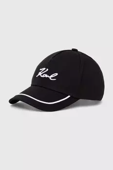 Хлопковая бейсболка Карла Лагерфельда Karl Lagerfeld, черный